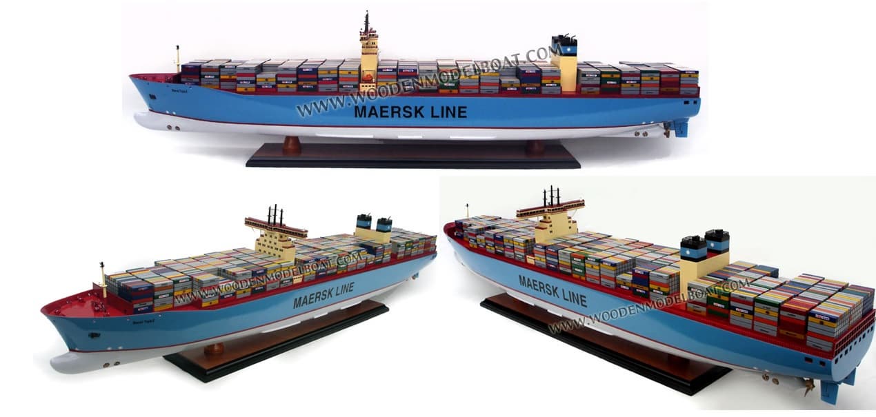 WOODEN MAERSK TRIPLE E MODEL CONTAINER SHIP